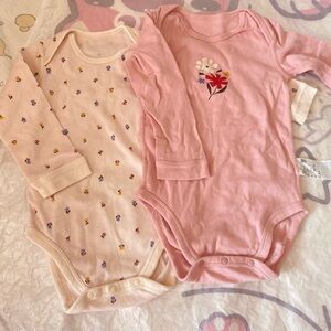 2 PCS New Uniqlo Floral Kids One Piece Set 90cm